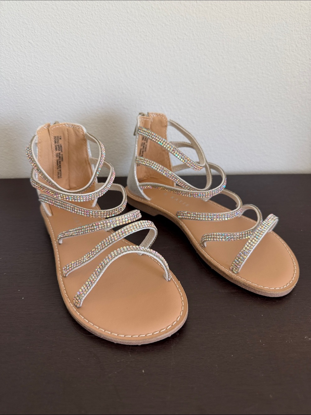 New Kelly & Katie Size 1 Silver Rhinestone Strappy Sandals